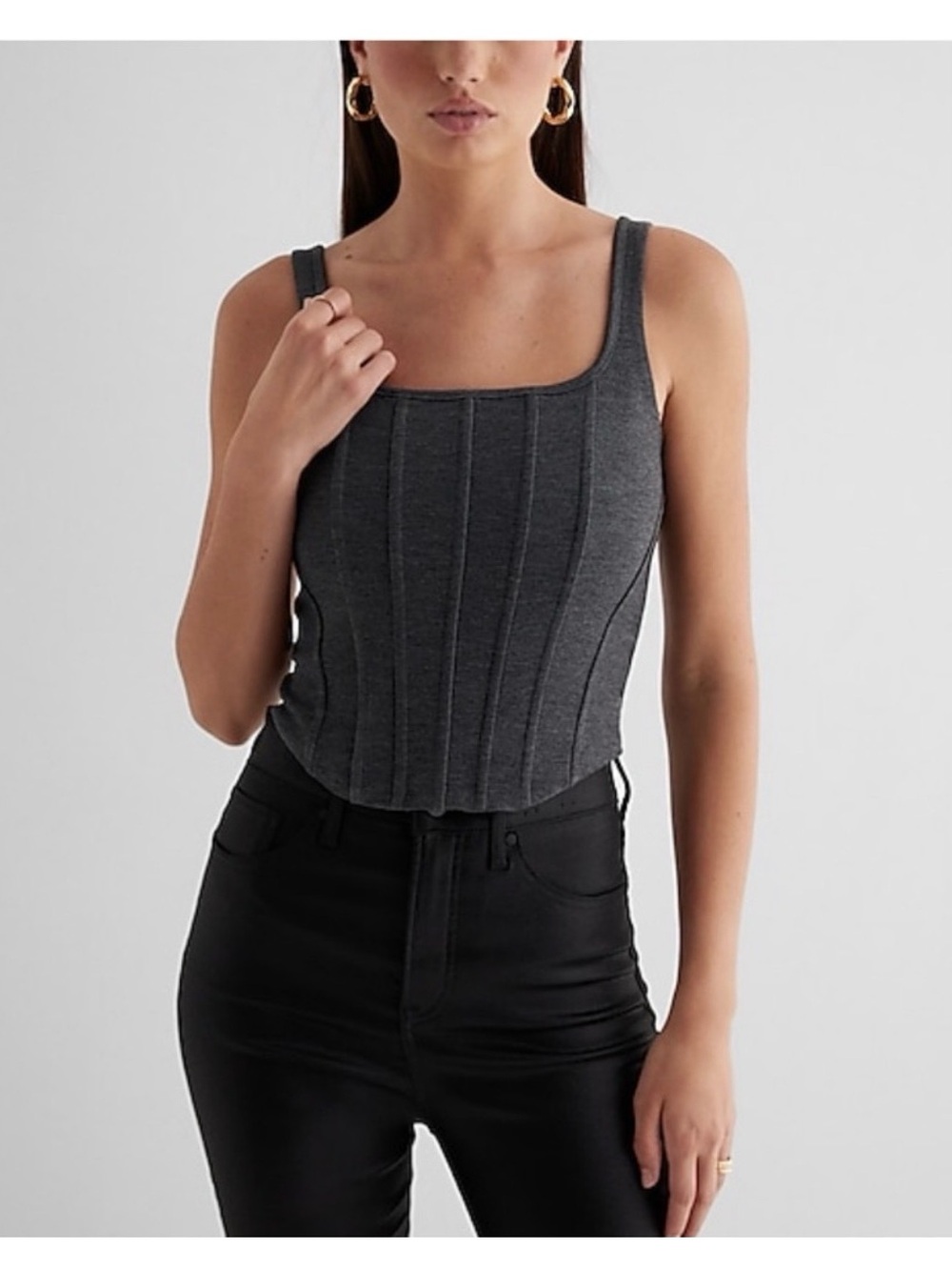 Express Body Contour Ribbed Square-Neck Corset Top NWT